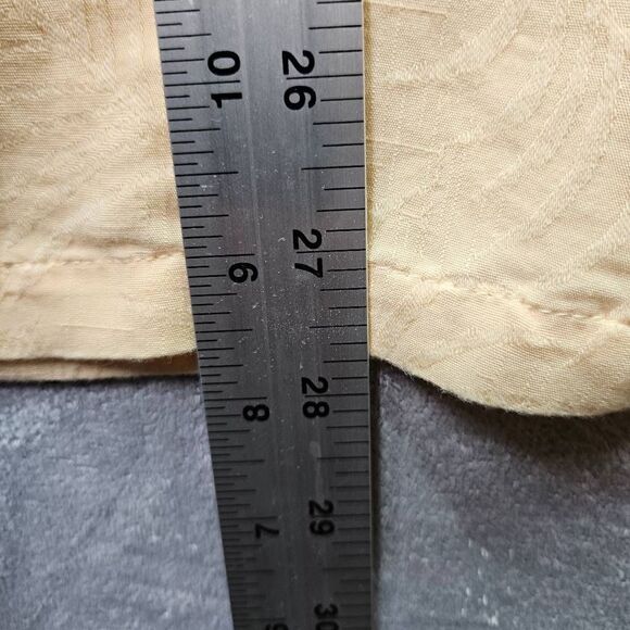 Joe Marlin Shirt Mens Sz L Yellow Hawaiian Short Sleeve Beach Palm Tree Button U - Picture 4 of 8